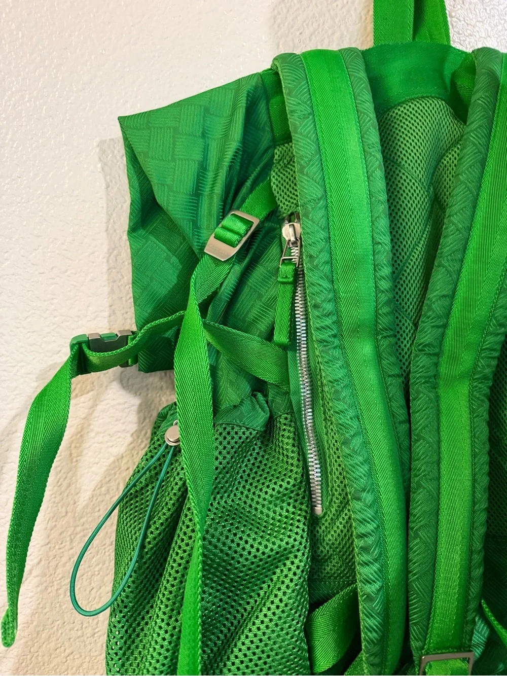 Bottega Veneta Green Woven-Texture Backpack